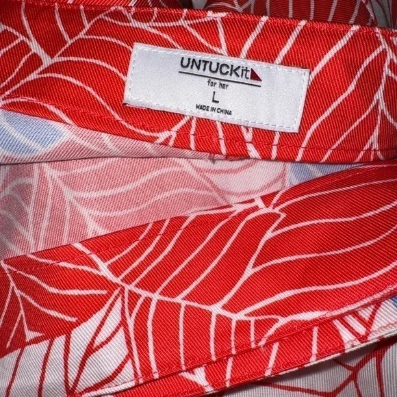 EUC UNTUCKit Wilma Coral Orange Tropical Print Wrap Midi Skirt Size Large - Picture 4 of 8